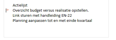 Voorbeeld rood vlagje in OneNote als kenmerk voor openstaande taak in Outlook