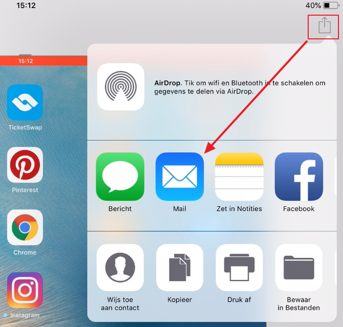Ipad schermafdruk mailen